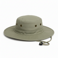 olive wide-brimmed bush hat with chin strap made in SA