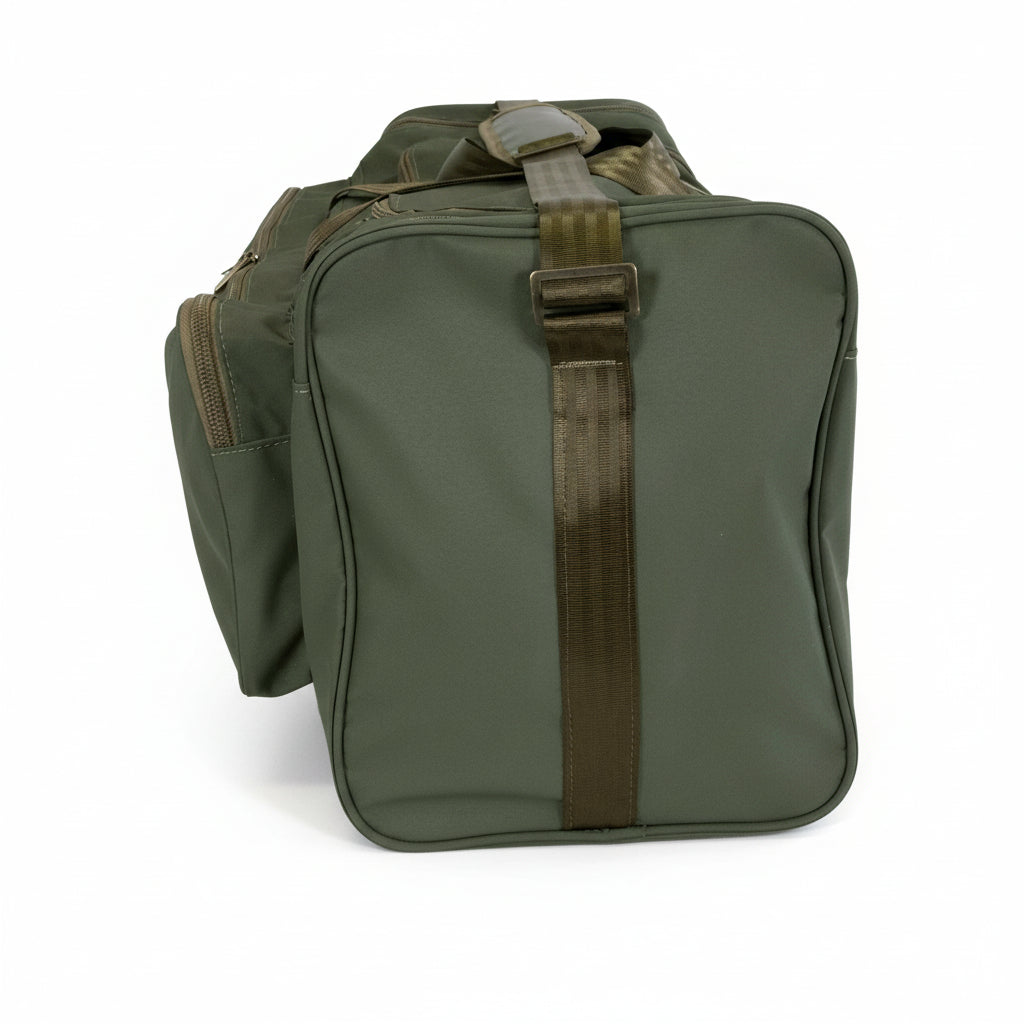 large khaki canvas duffel bag