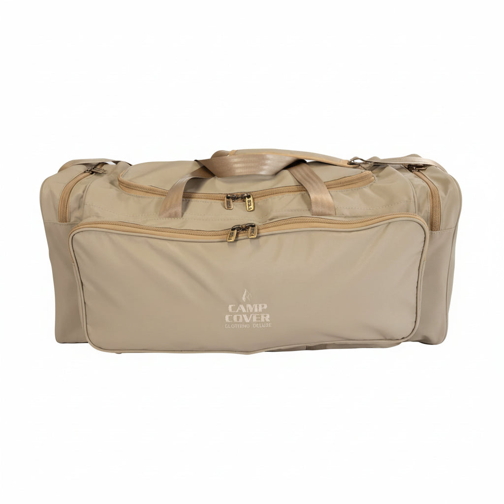 well made canvas duffel bag with brass zippers